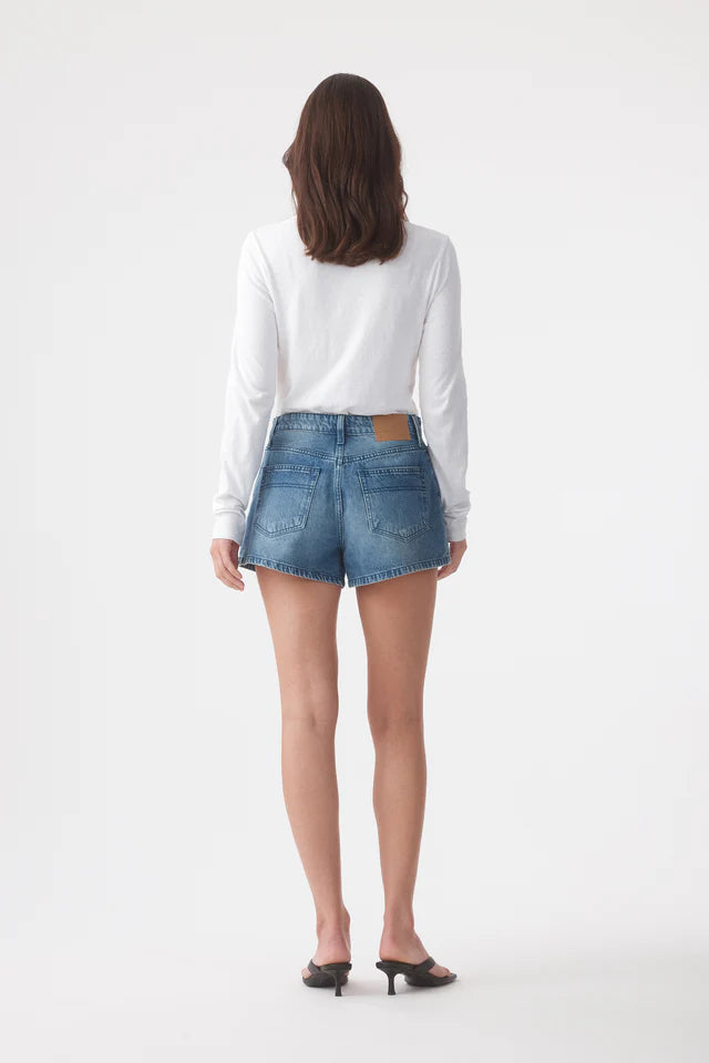 Ebony High Flare Short Marina Mid Blue