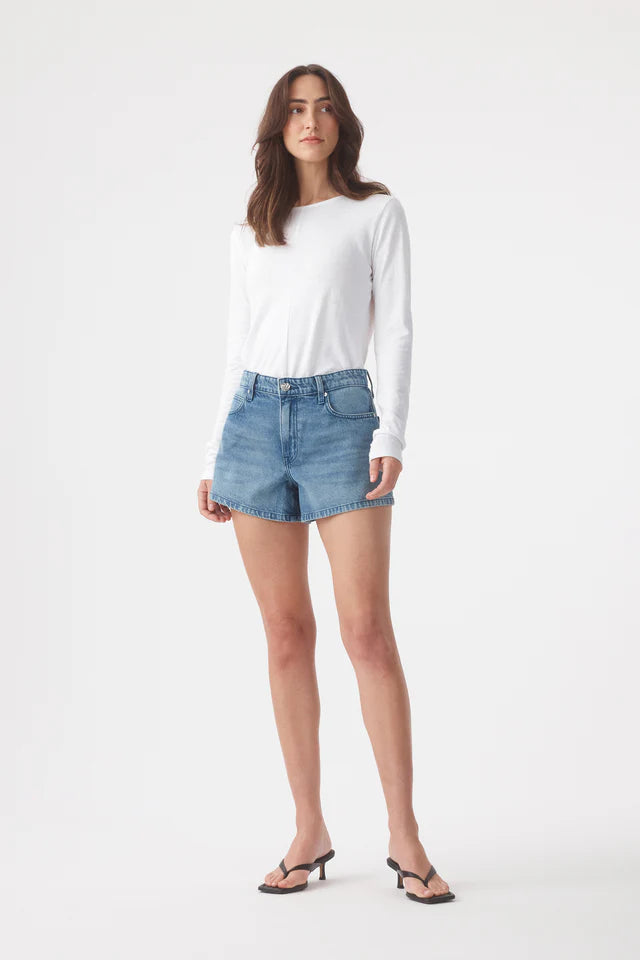 Ebony High Flare Short Marina Mid Blue