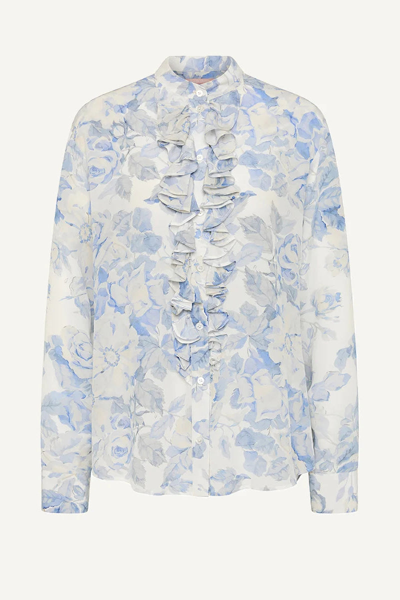 Maggie Marilyn For the Frill of It Shirt Vintage Blue Floral