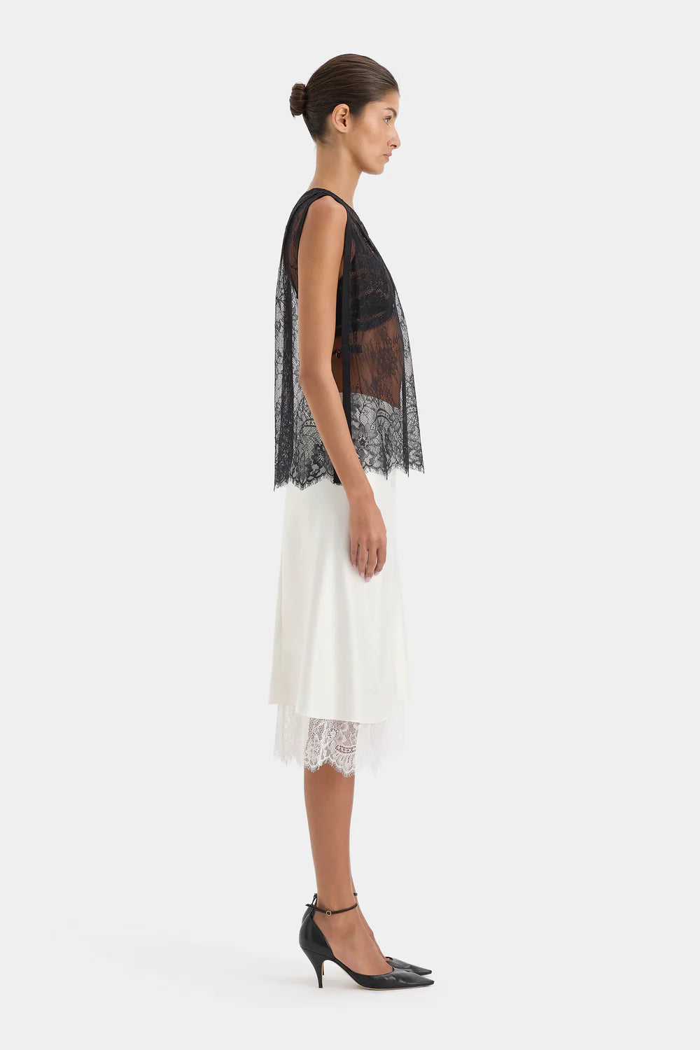 Ingrid Lace Midi Skirt Ivory