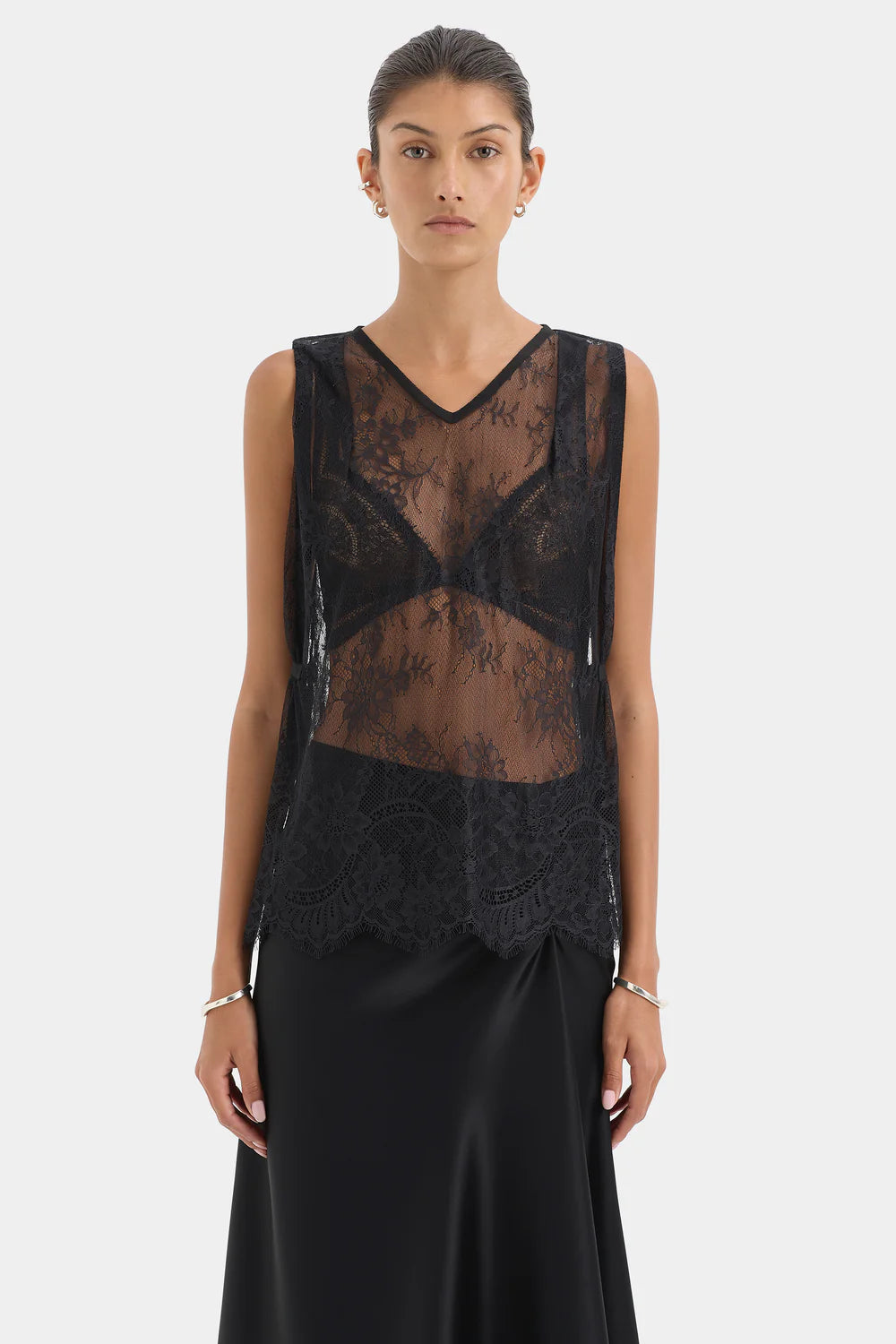 Ingrid Lace Midi Skirt Black