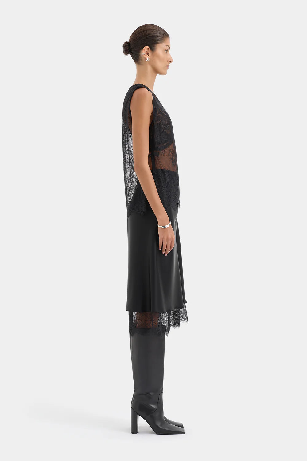 Ingrid Lace Midi Skirt Black