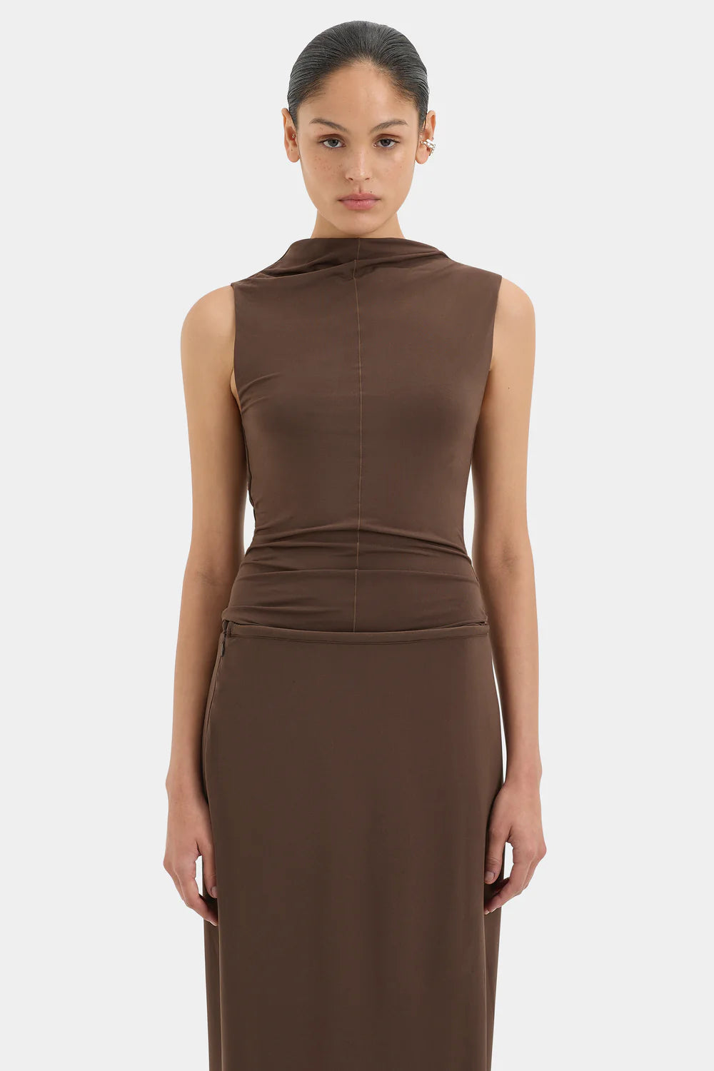 Matheo Draped Tank Truffle