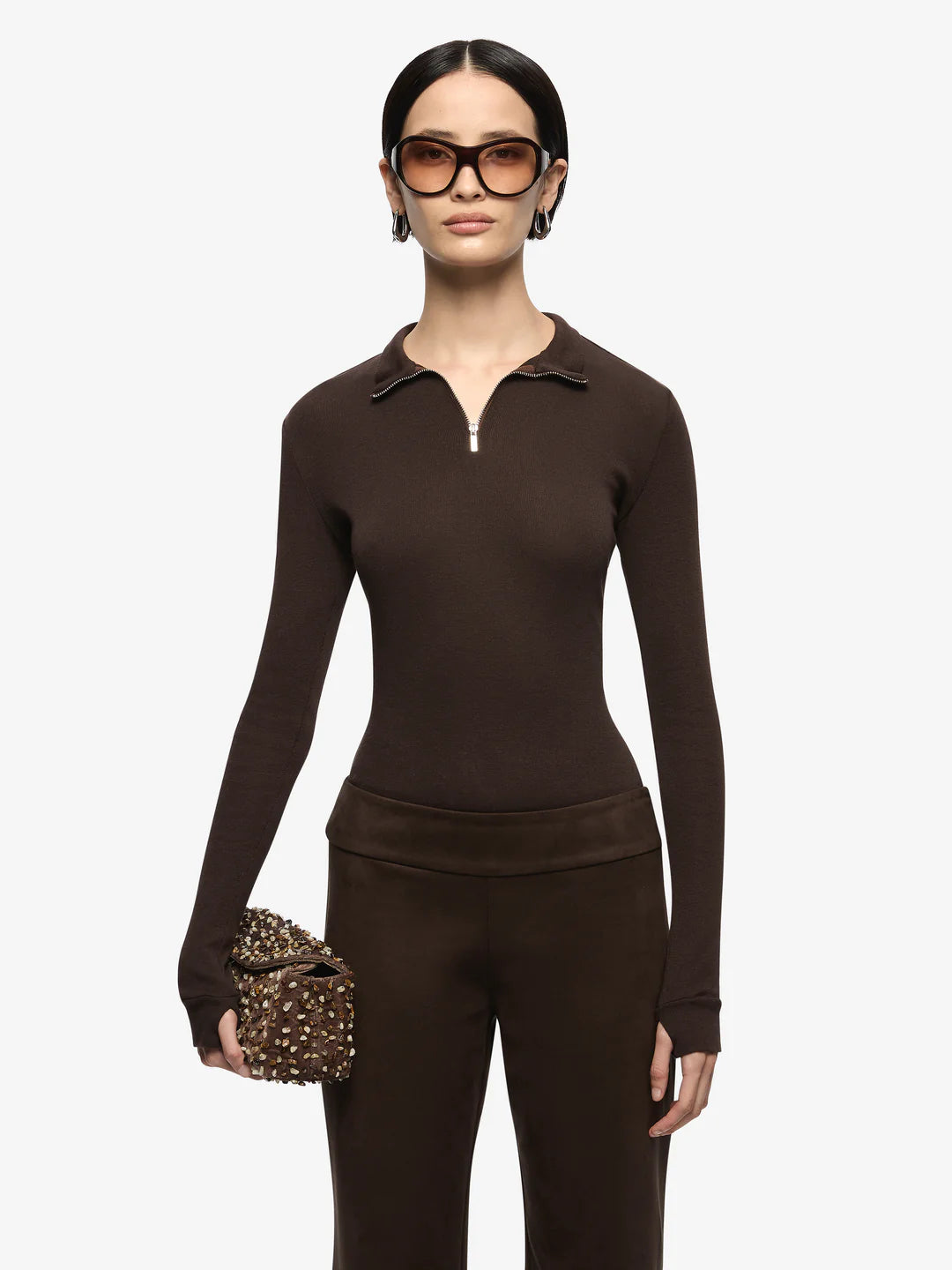 Moneta Long Sleeve Top Chocolate