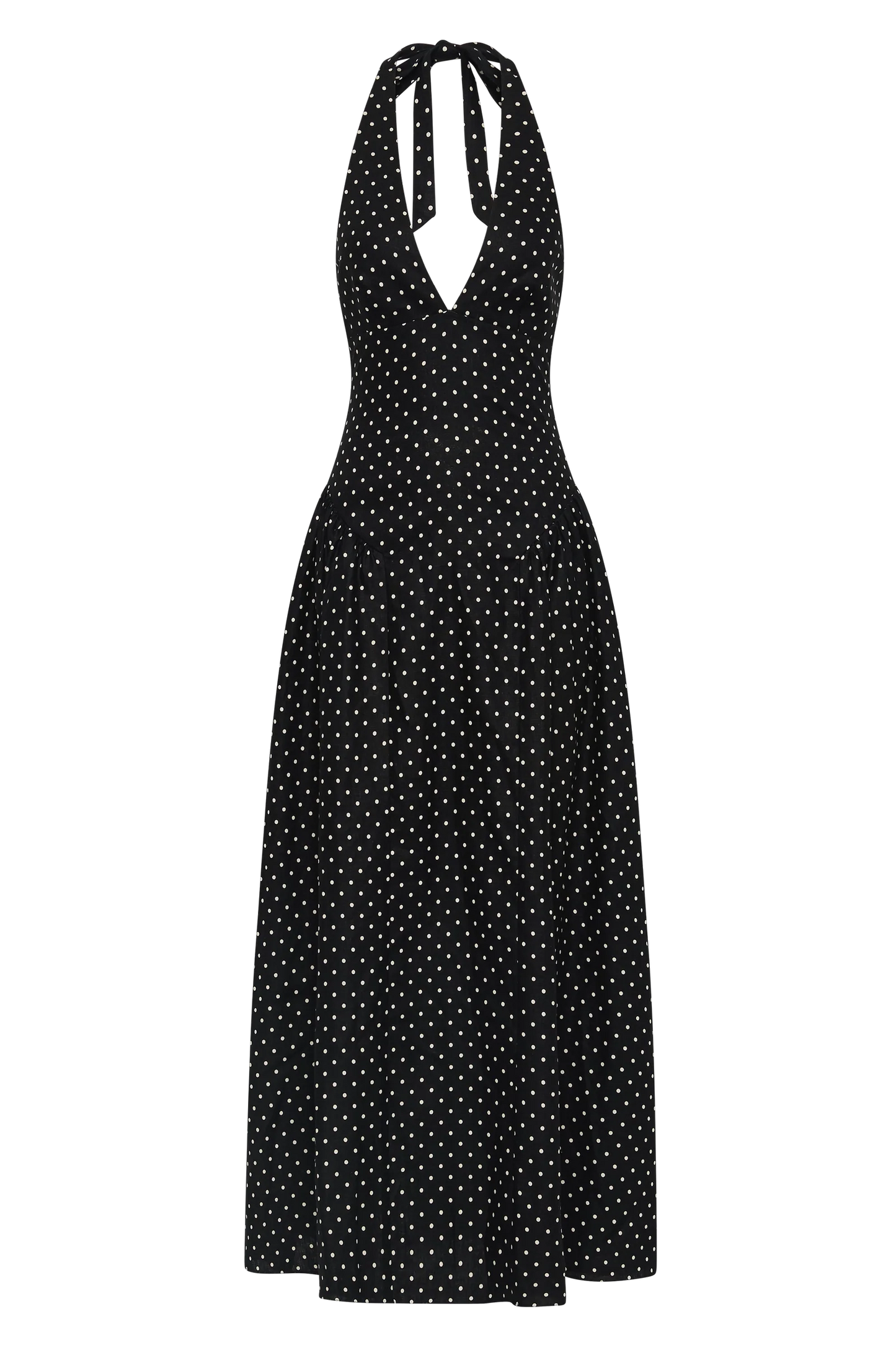 La Cala Midi Dress Lola Polka Dot Black Cream