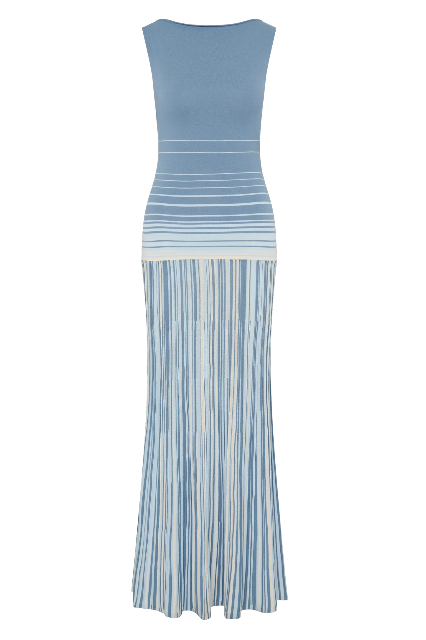 Xyla Maxi Dress Accordion Stripe Mineral Blue