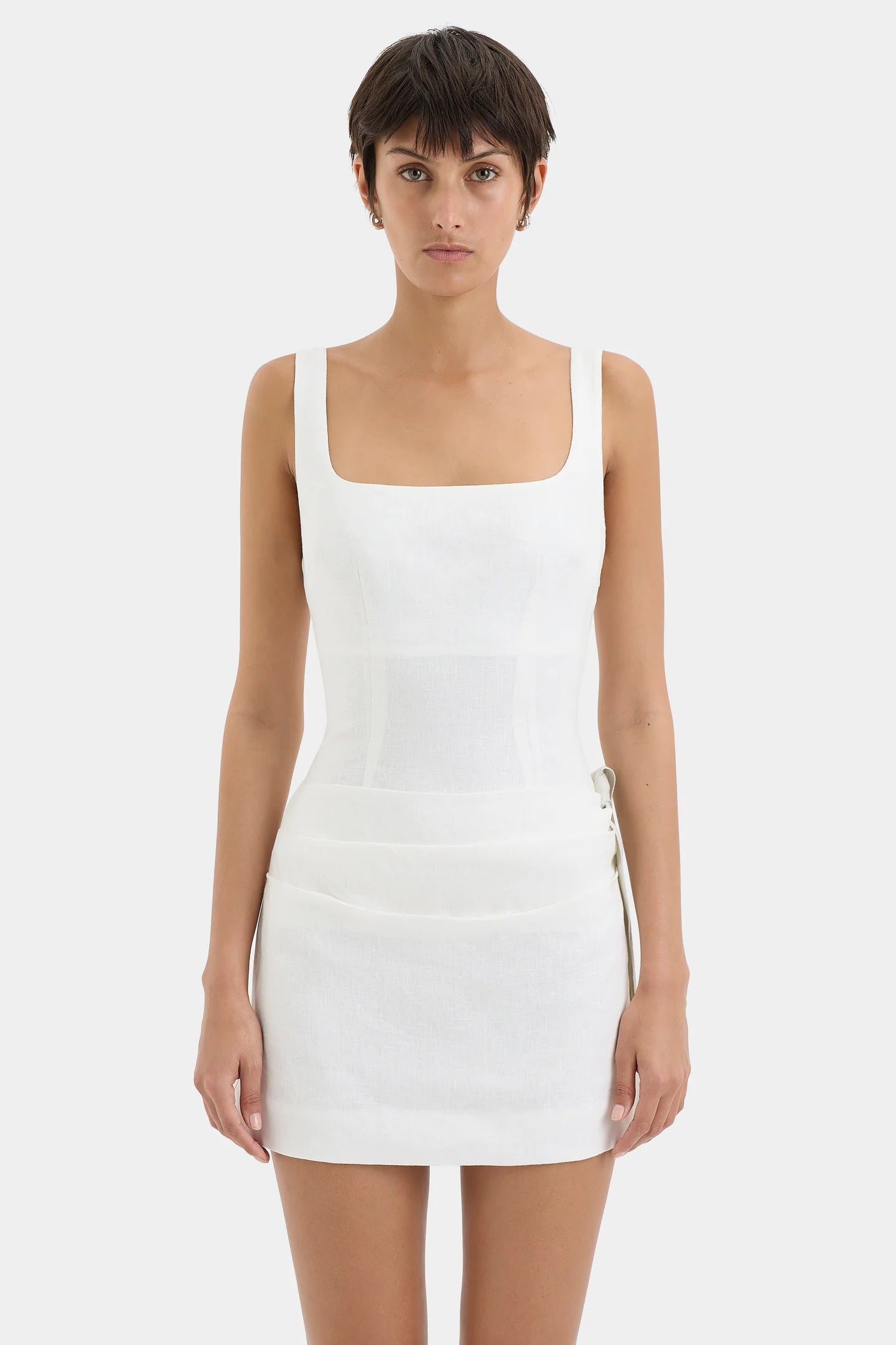 Jessamine Tie Mini Dress Ivory