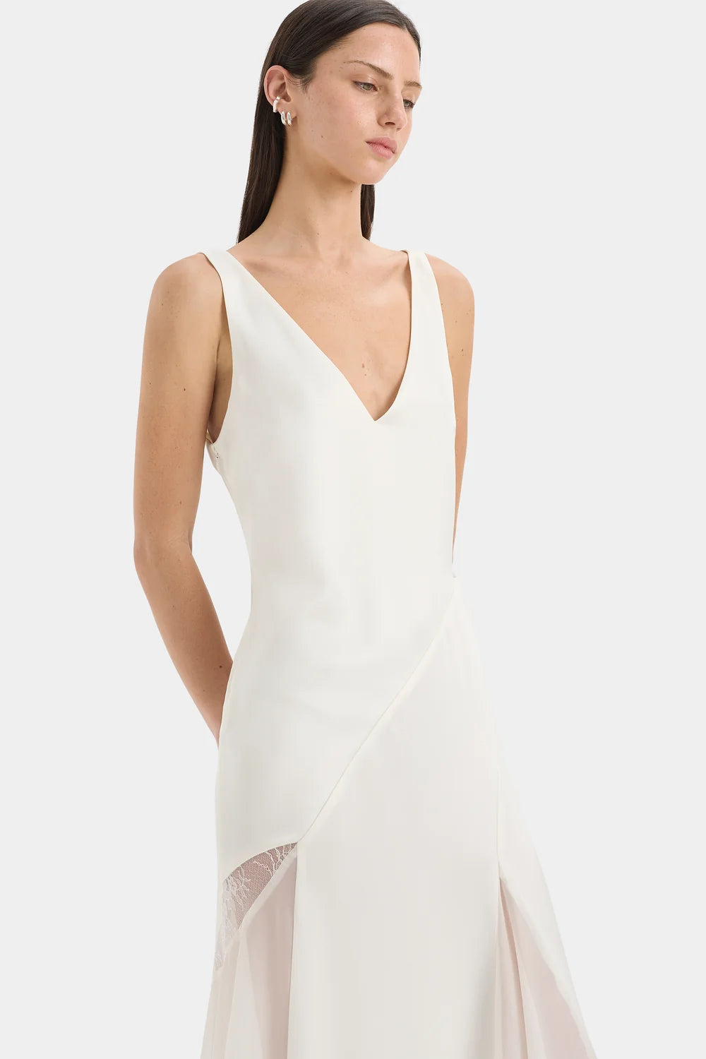 Sir Ingrid Lace Midi Dress Ivory