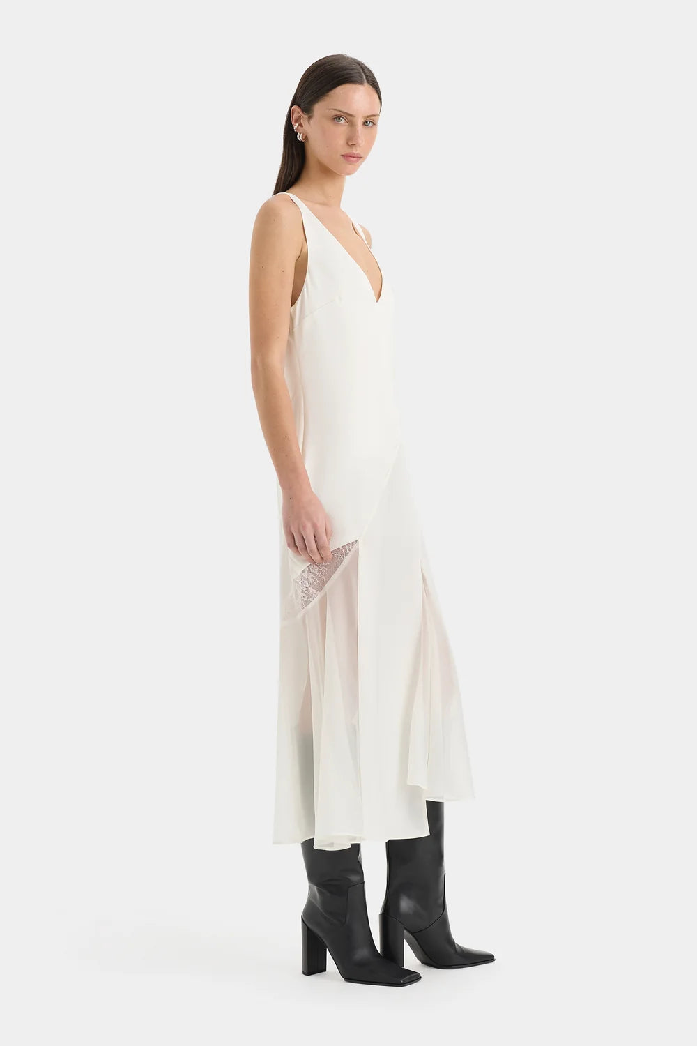 Sir Ingrid Lace Midi Dress Ivory