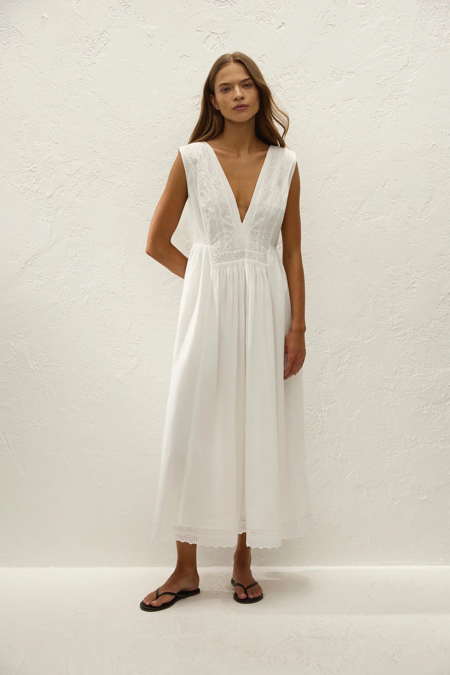 Faithfull Dalila Midi Dress Fernanda Lace Antique White