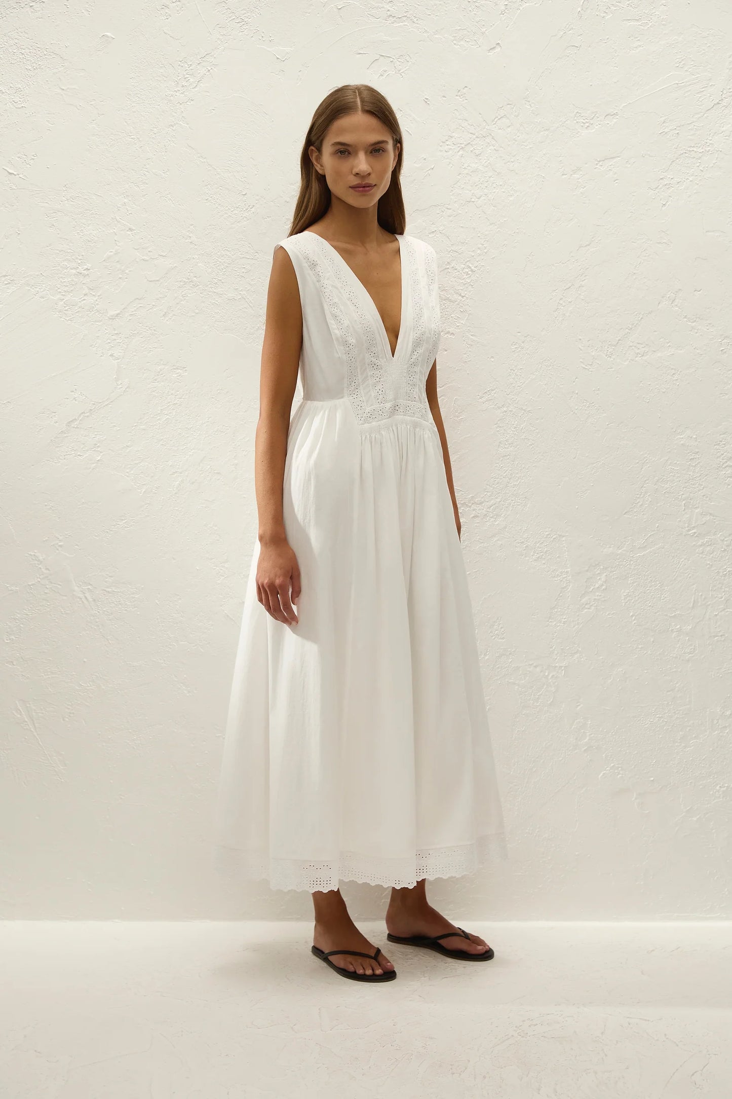 Faithfull Dalila Midi Dress Fernanda Lace Antique White