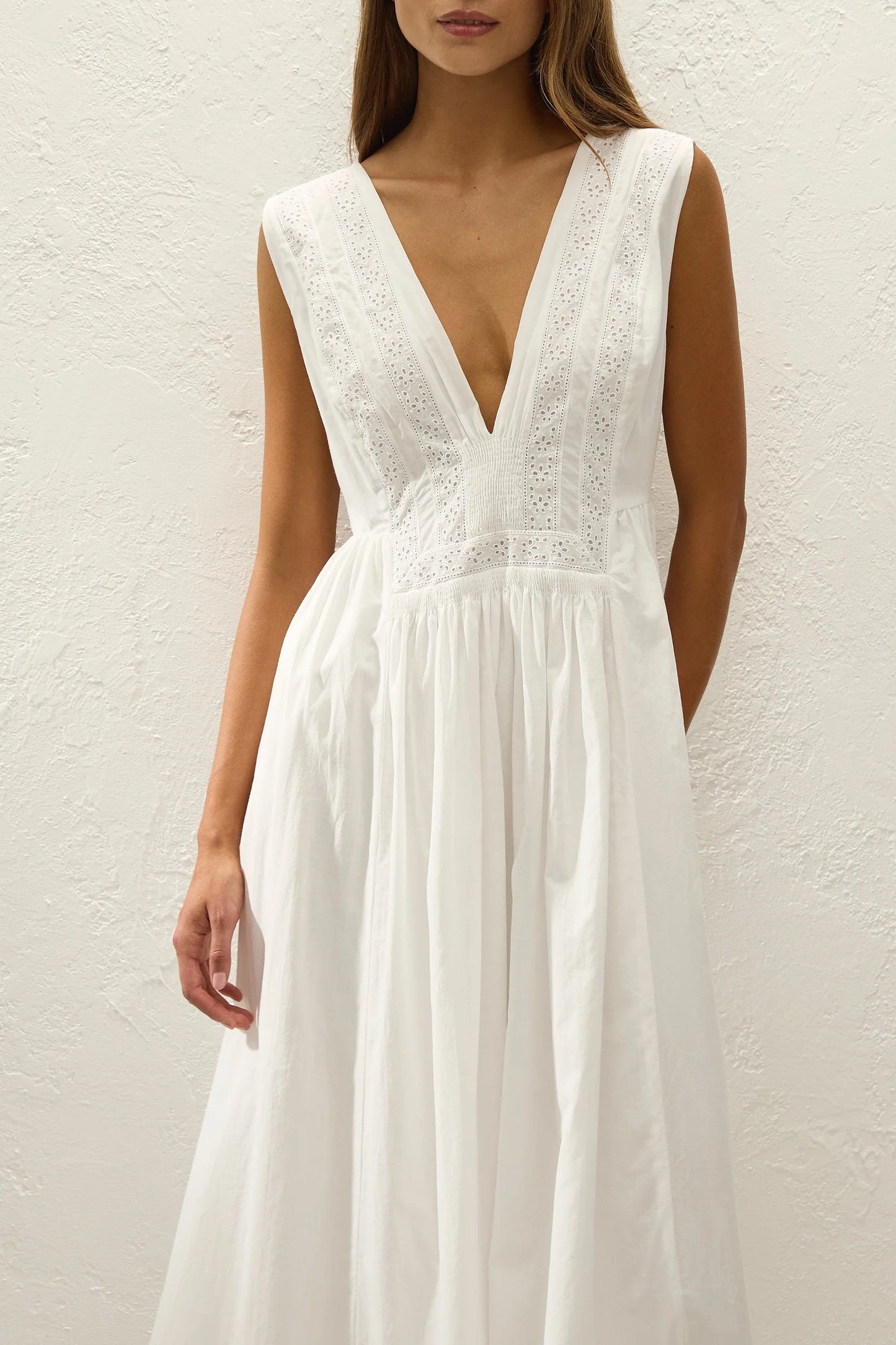 Faithfull Dalila Midi Dress Fernanda Lace Antique White