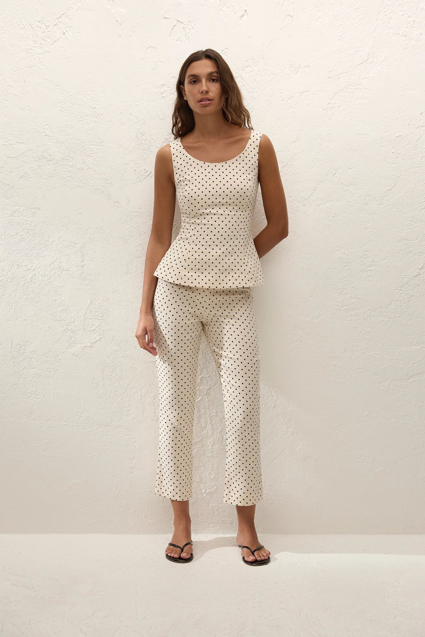 Iria Capri Pant Lola Polka Dot Cream Black