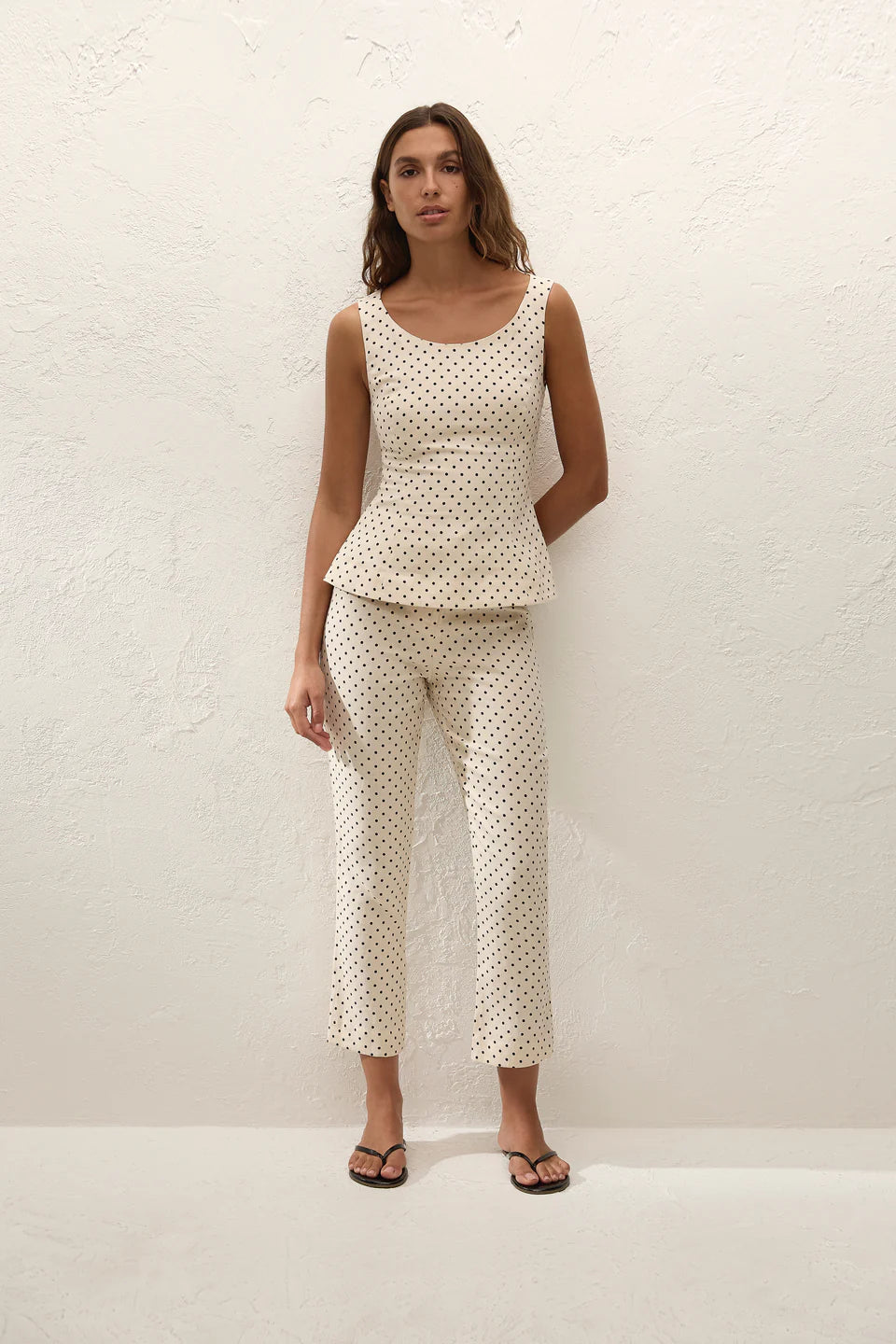 Iria Top Polka Dot Cream Black