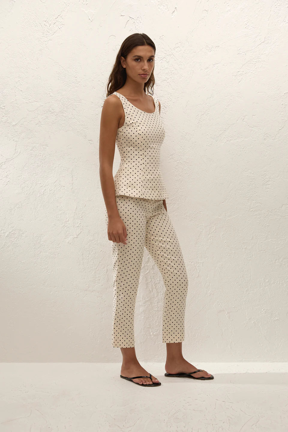 Iria Top Polka Dot Cream Black