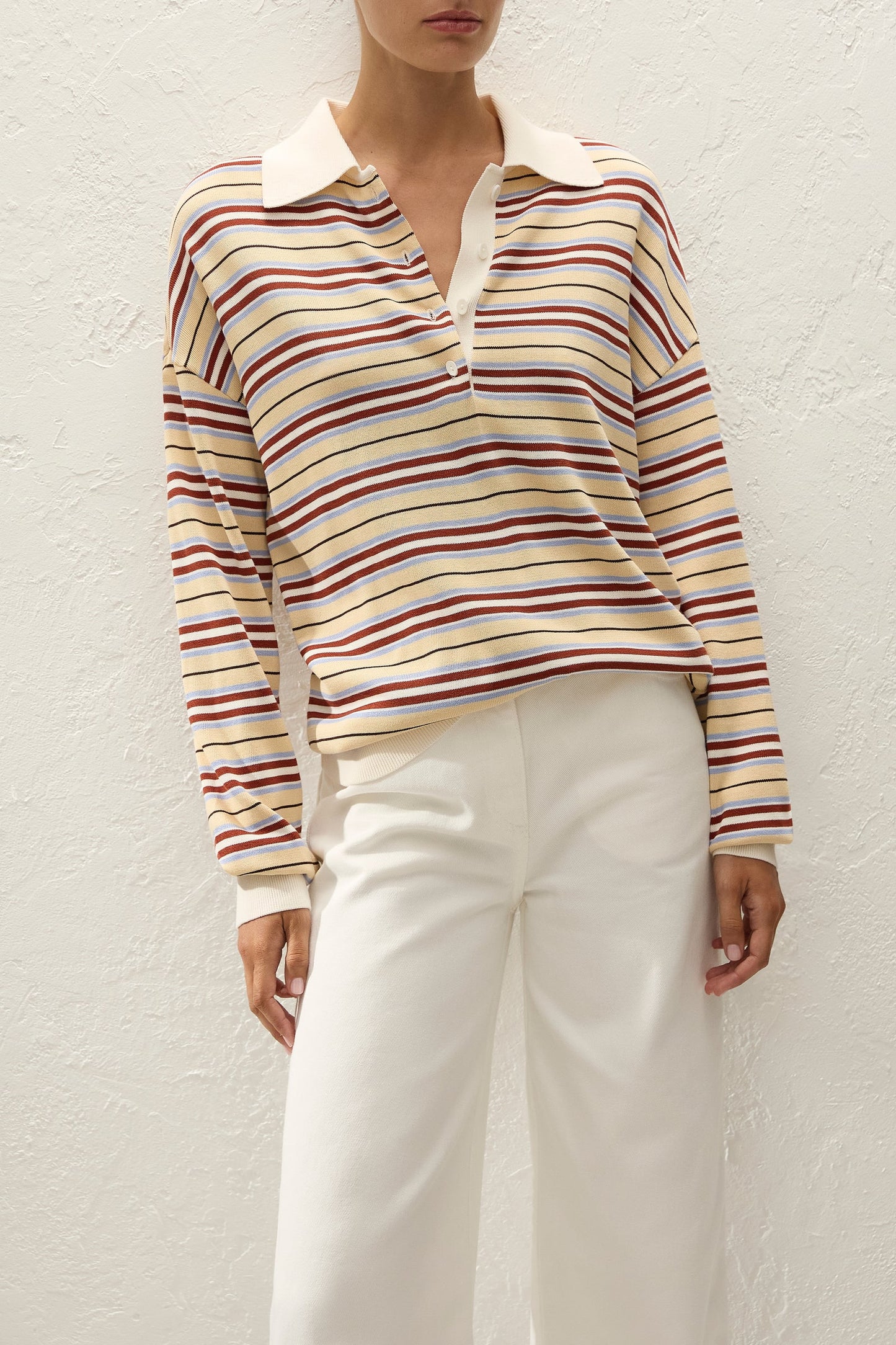 Faithfull Harlow Oversized Polo Cila Stripe Butter