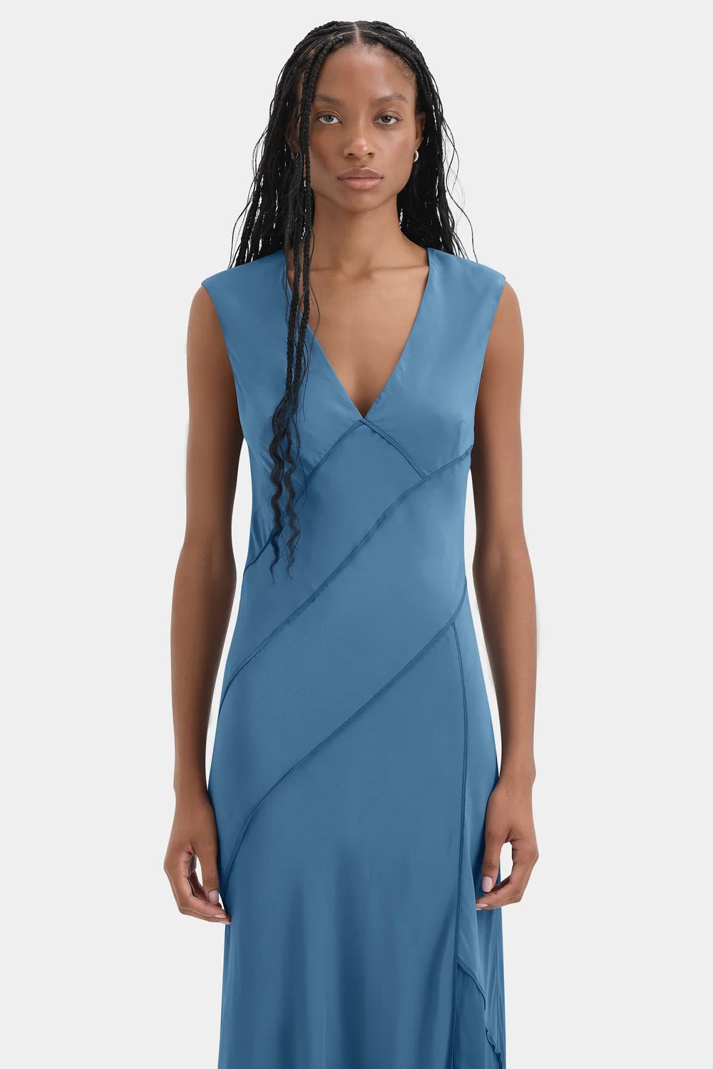 Sir Elin Panelled Gown Blue