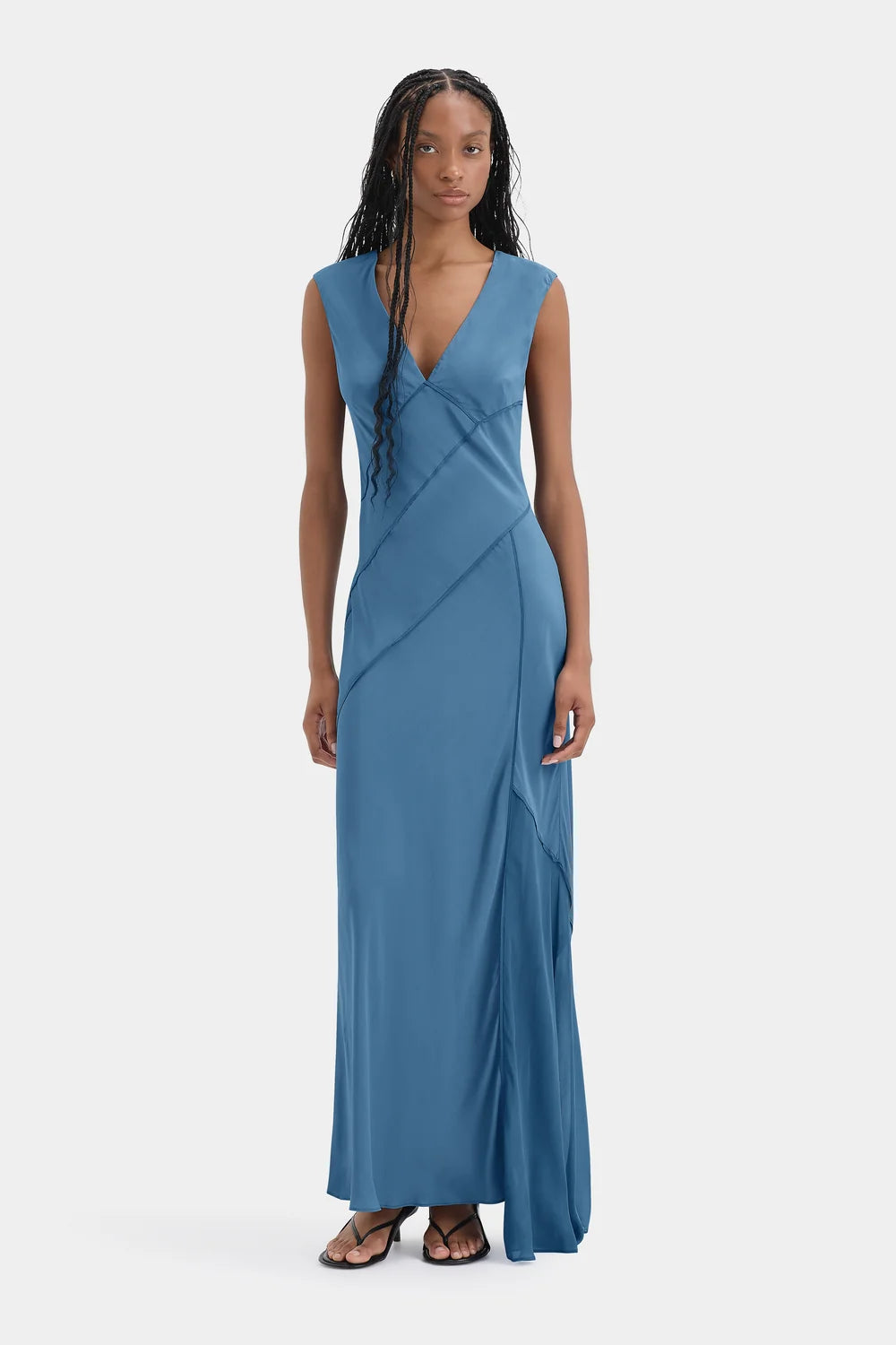 Sir Elin Panelled Gown Blue