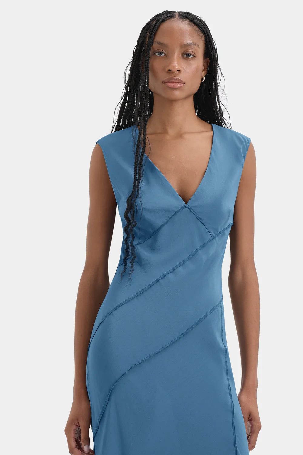 Sir Elin Panelled Gown Blue