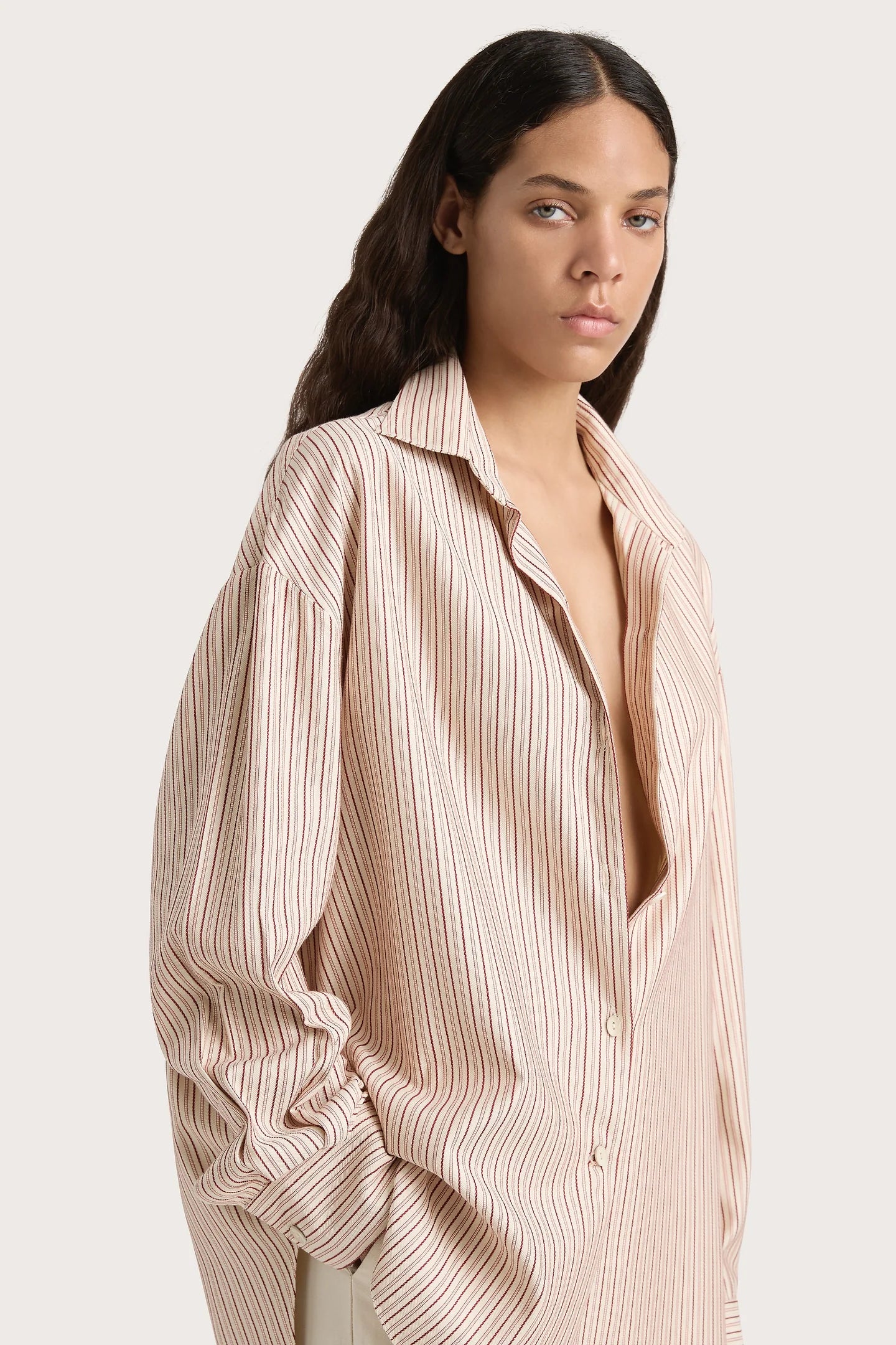 En Vau Shirt Pinstripe Garnet Blush Pinstripe