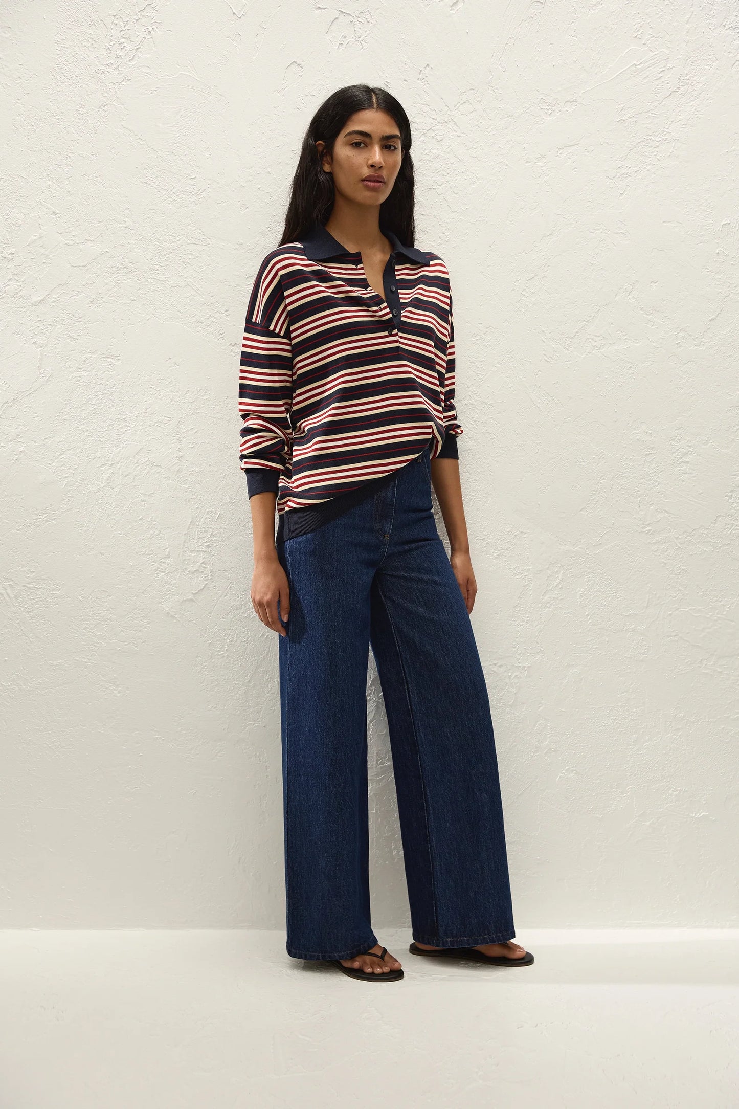 Faithfull Harlow Oversized Polo Cila Stripe Navy