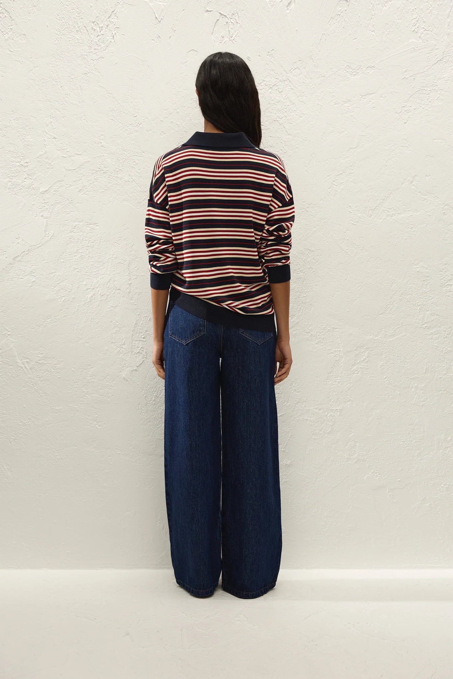 Faithfull Harlow Oversized Polo Cila Stripe Navy