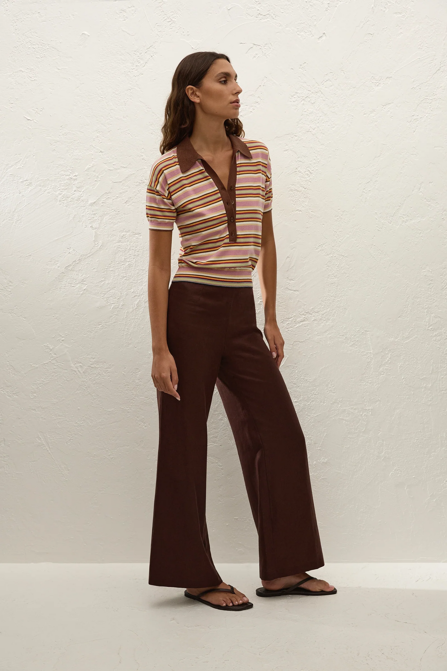 Sable Polo Shirt Luis Stripe Dusty Mauve