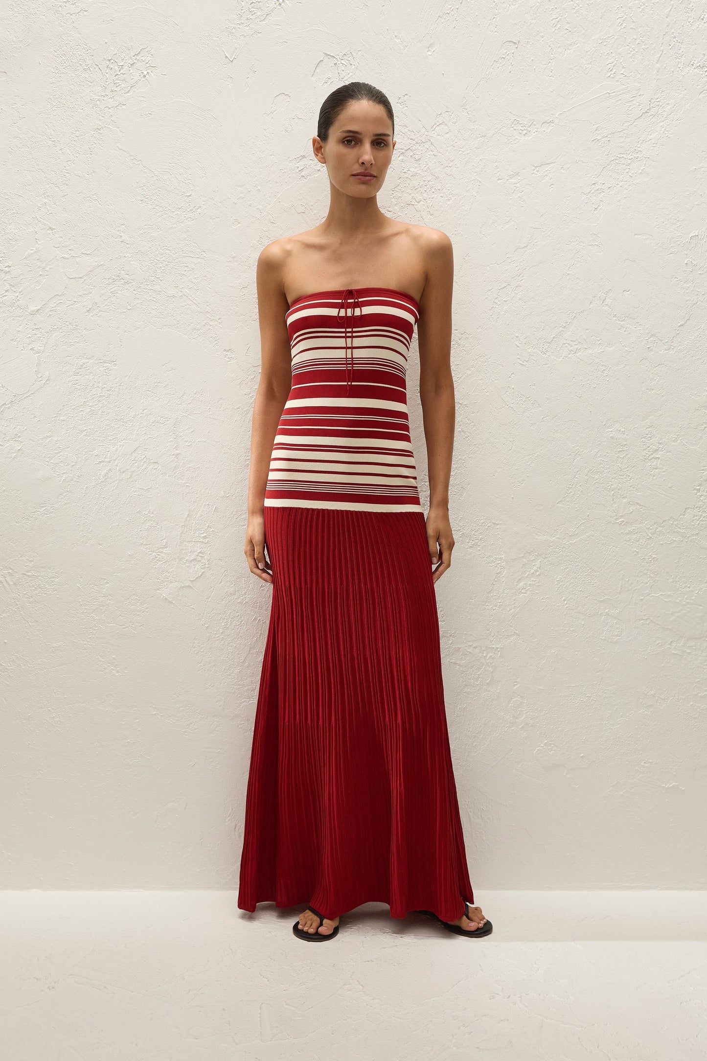 Faithfull Valmir Maxi Dress Valdemar Stripe Red Ochre