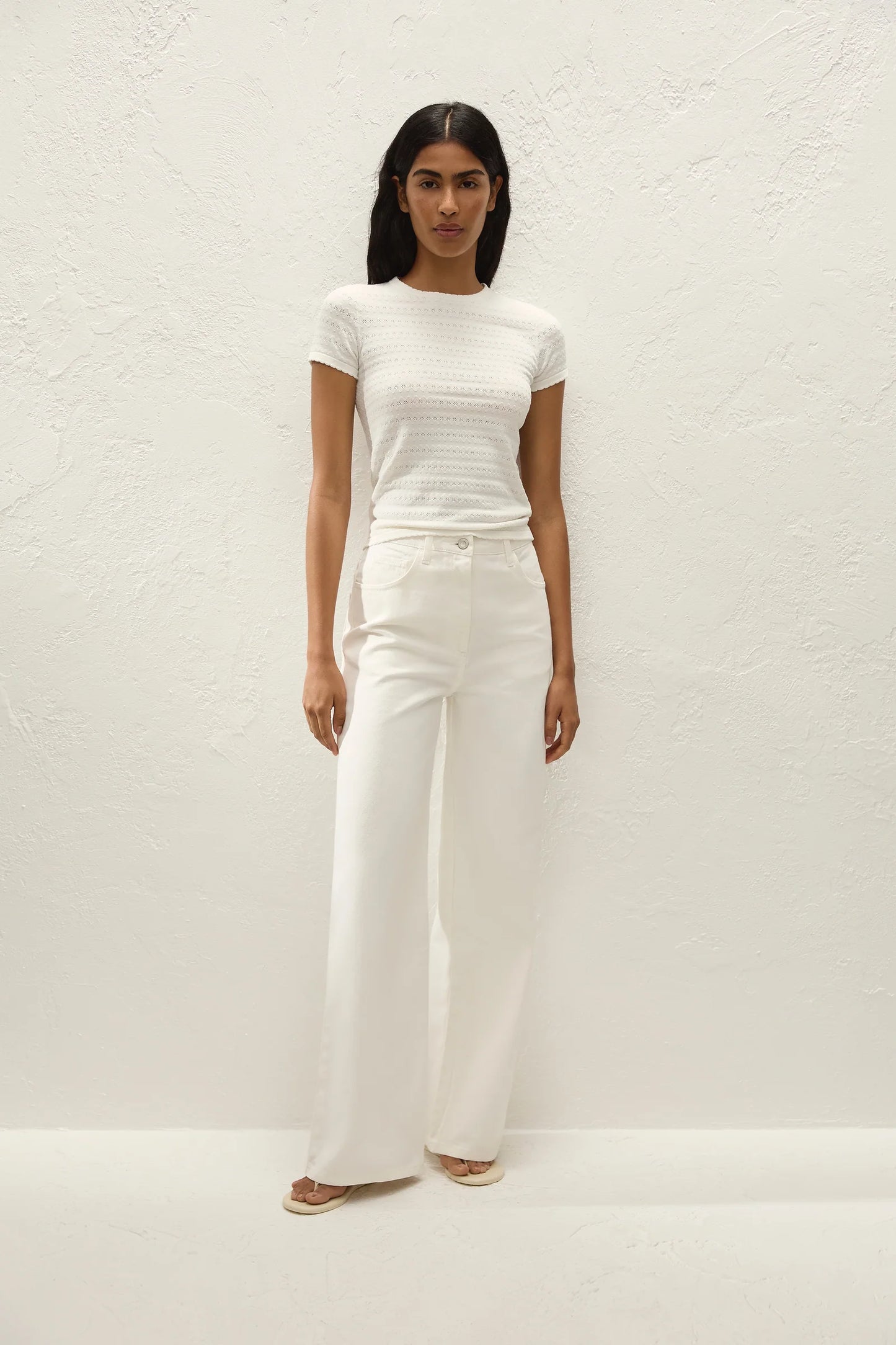 Faithfull Lisandra T Shirt Gisele Pointelle Vintage White
