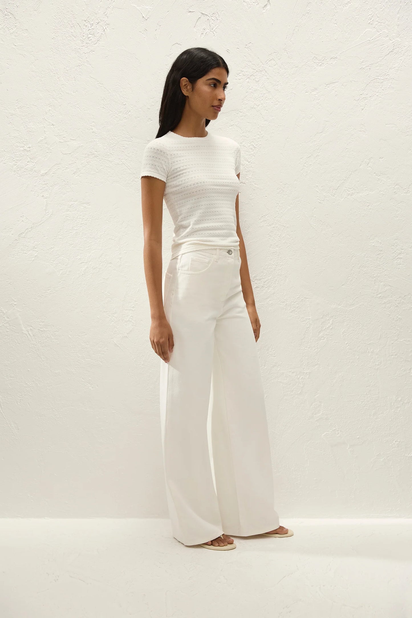 Faithfull Lisandra T Shirt Gisele Pointelle Vintage White