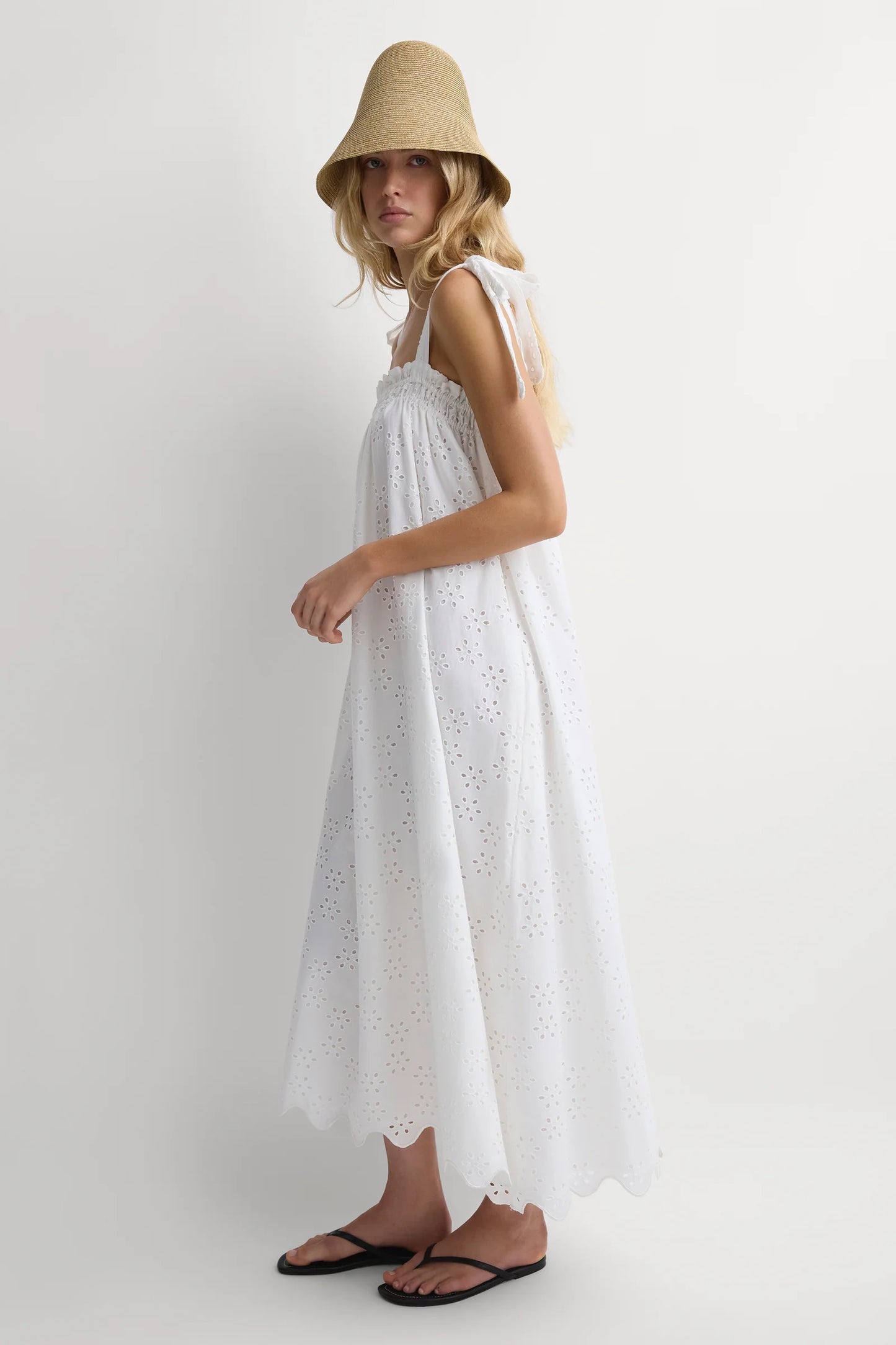 Faithfull Noela Midi Dress Sandara Broderie White