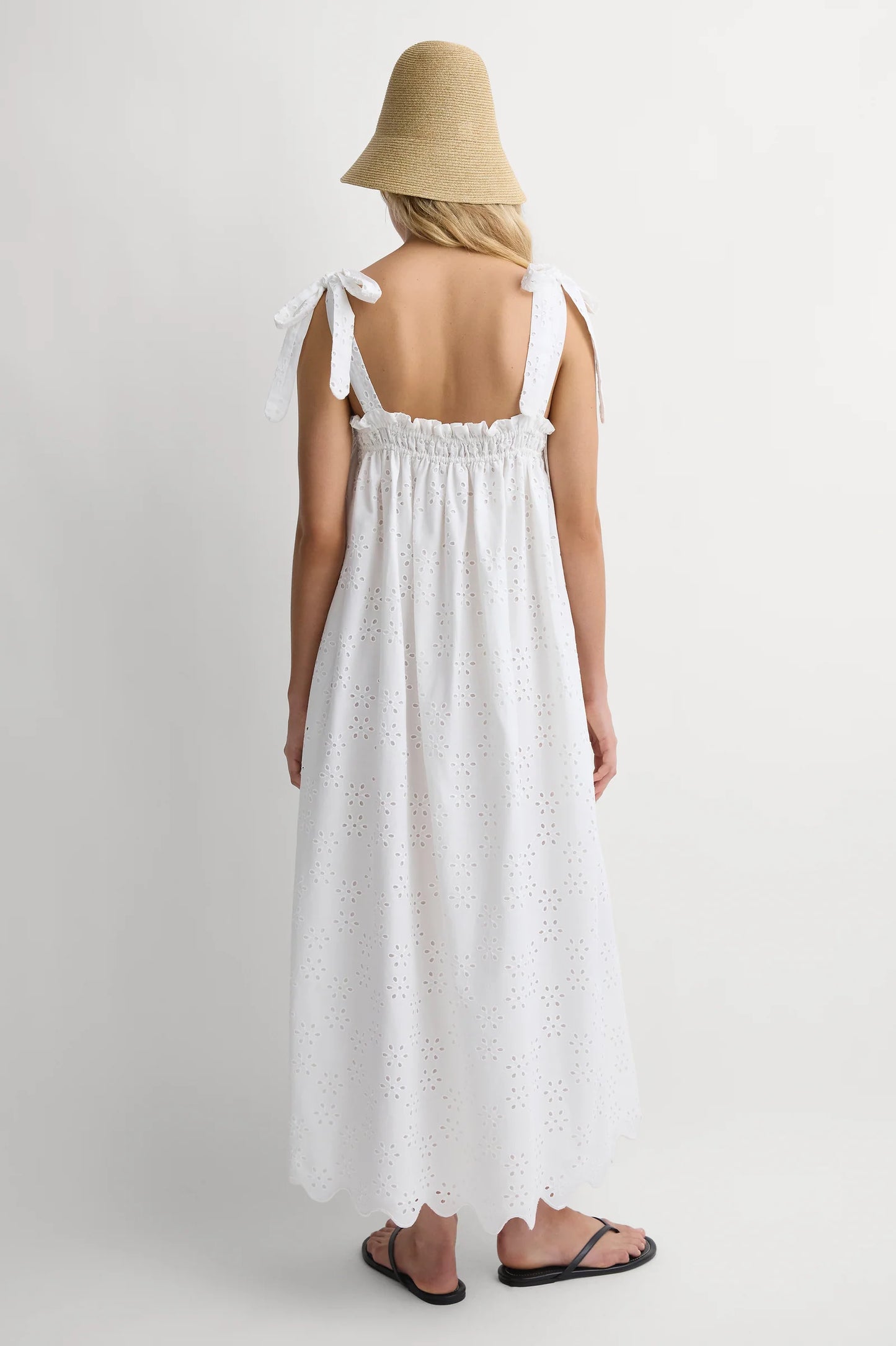 Faithfull Noela Midi Dress Sandara Broderie White