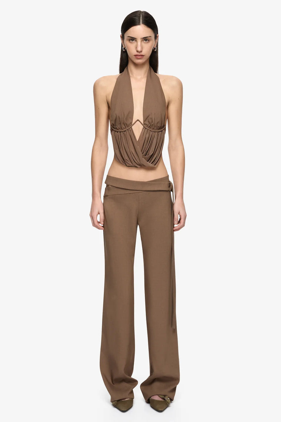 Bec and Bridge Mika Drape Top Taupe