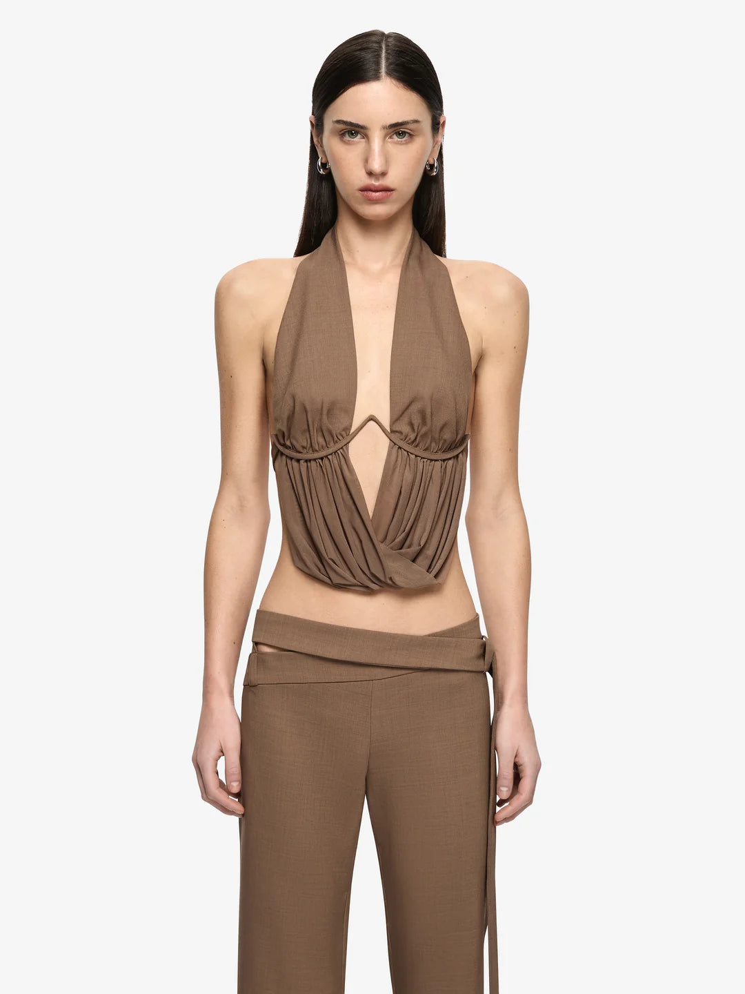 Bec and Bridge Mika Drape Top Taupe