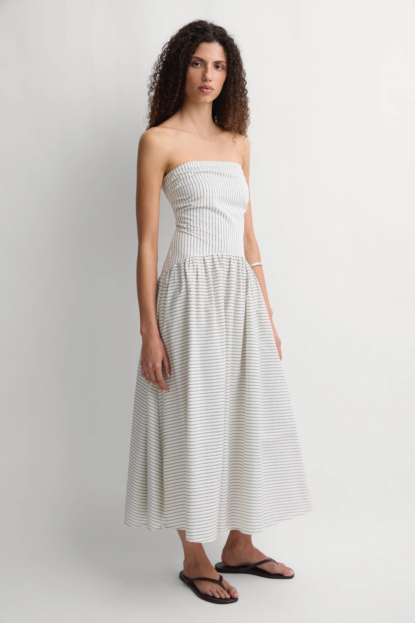 Faithfull Lue Midi Dress Olivia Stripe Ecru