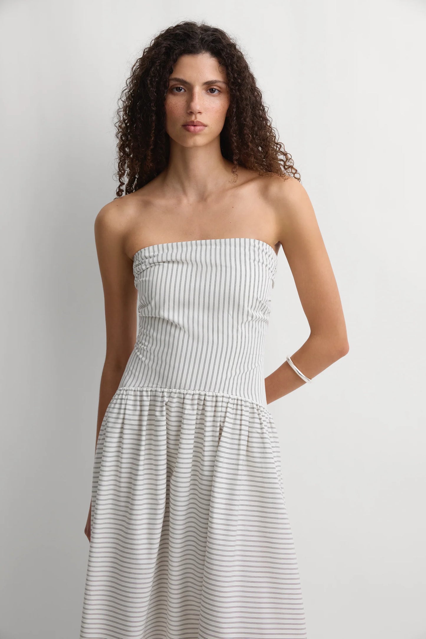 Faithfull Lue Midi Dress Olivia Stripe Ecru