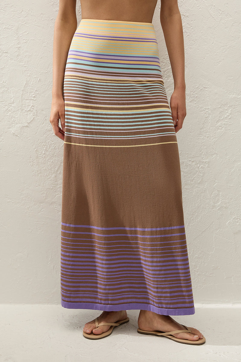Casia Maxi Skirt Daniela Stripe Mocha Lilac