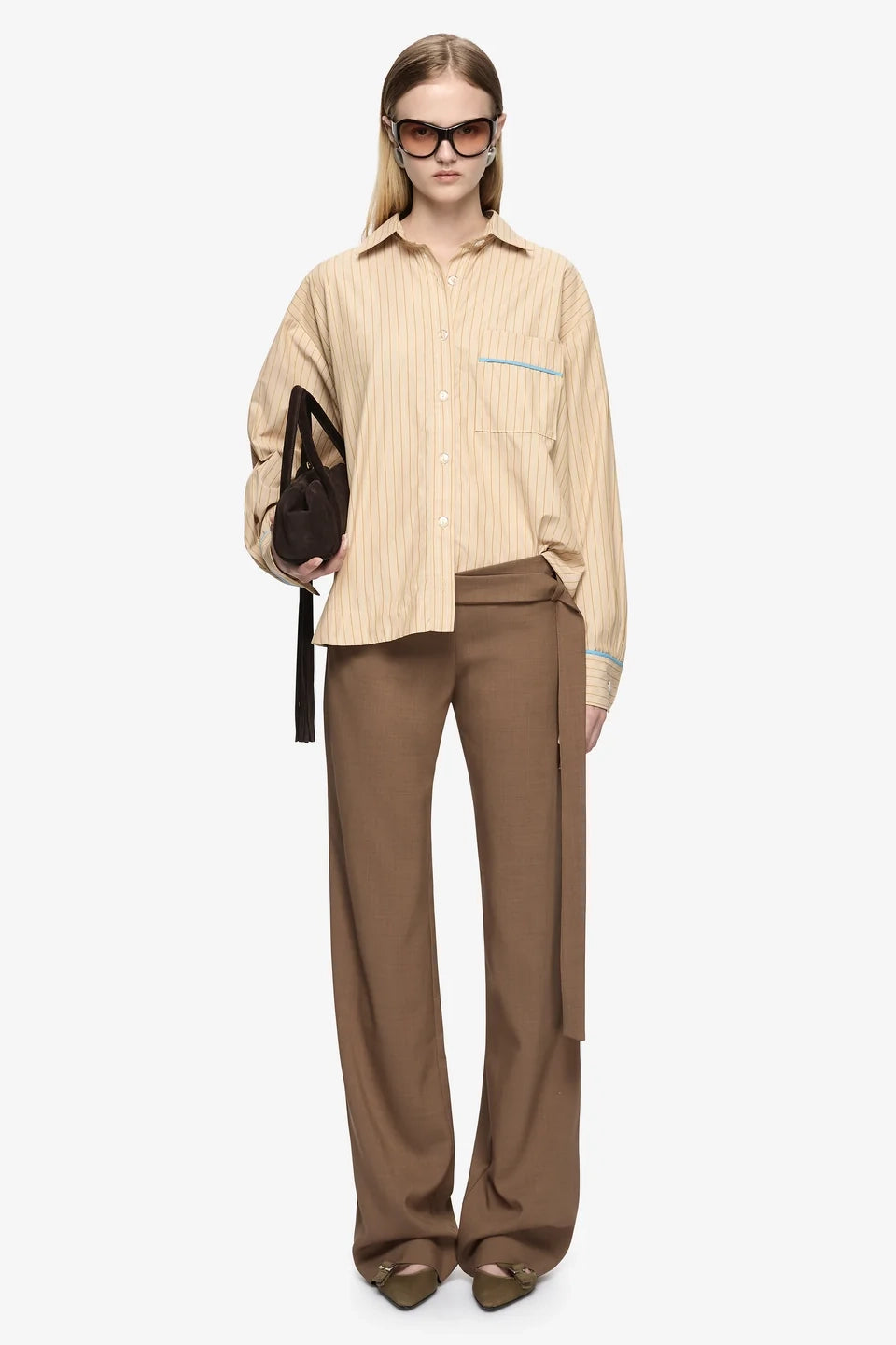 Bec and Bridge Zanda Shirt Tan Pinstripe