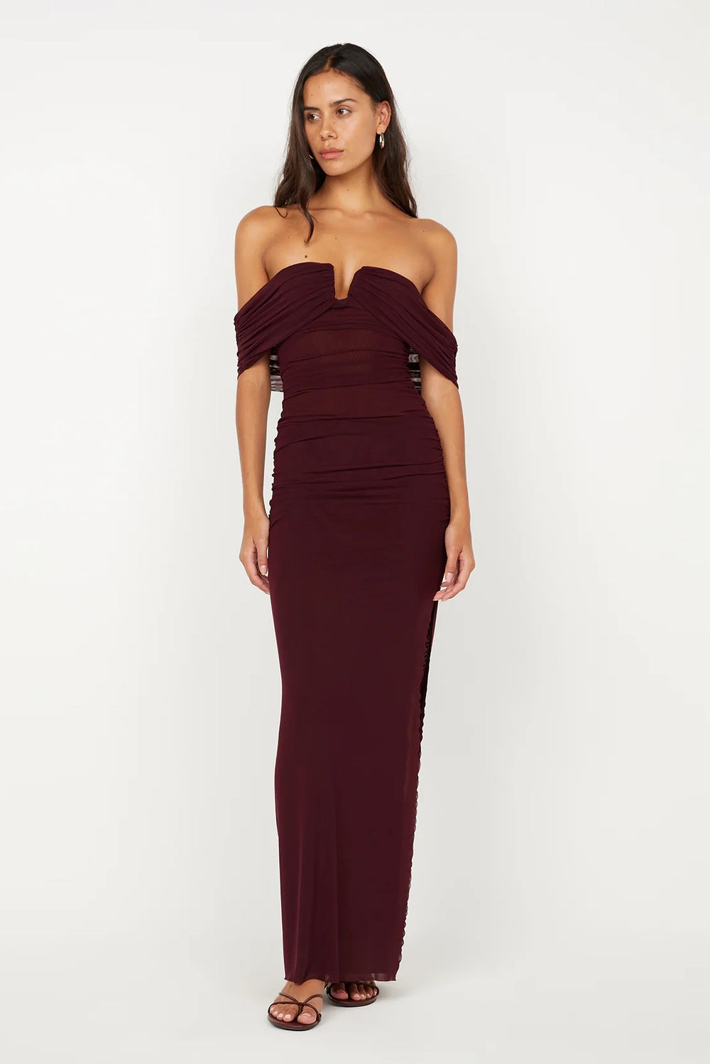 Poppy Gathered Maxi Dress Plum