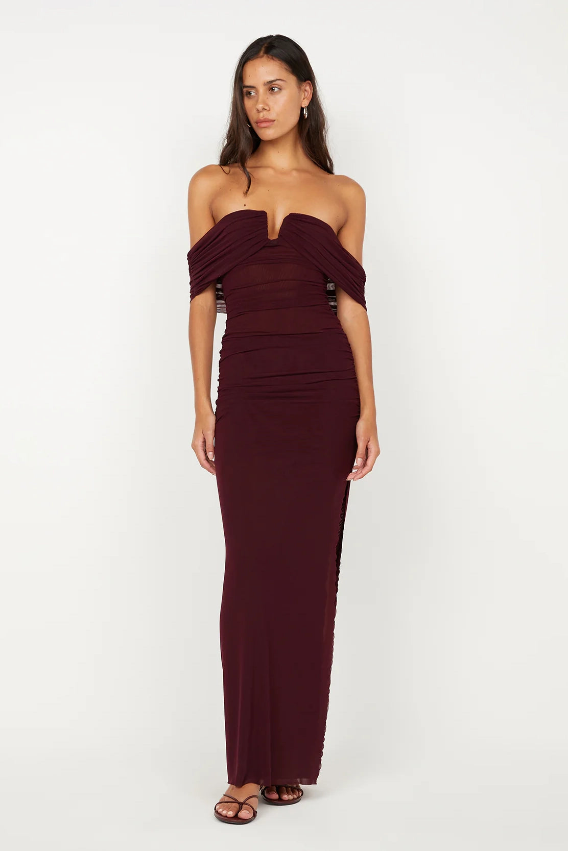 Poppy Gathered Maxi Dress Plum