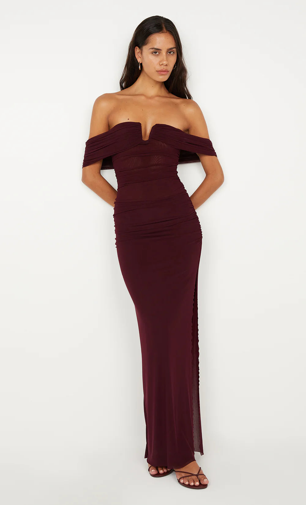 Poppy Gathered Maxi Dress Plum