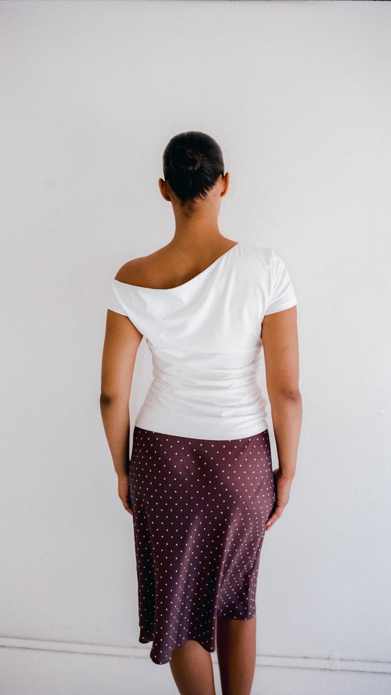 Mabel Bias Skirt Cocoa Polka Dot