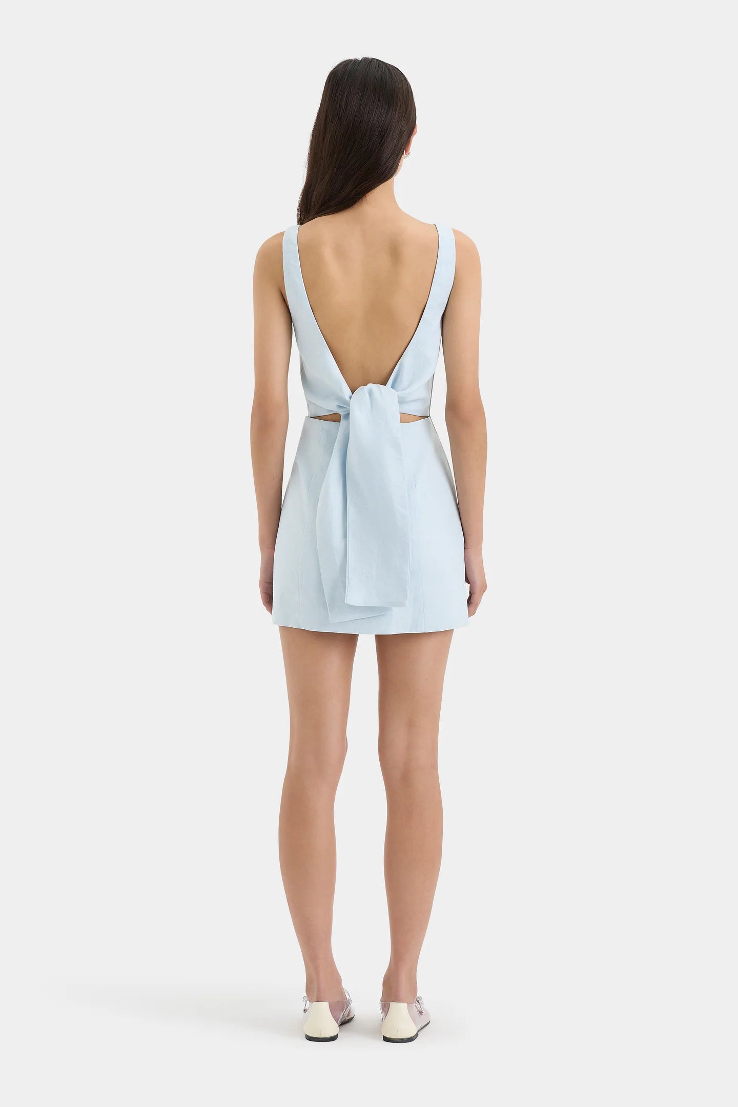 Iris Tie Mini Dress Light Blue