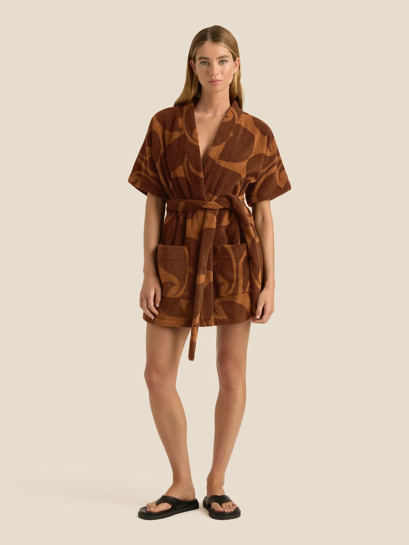 Towelling Mini Robe Wave Umber