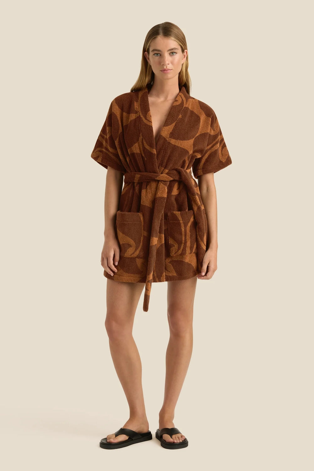 Towelling Mini Robe Wave Umber