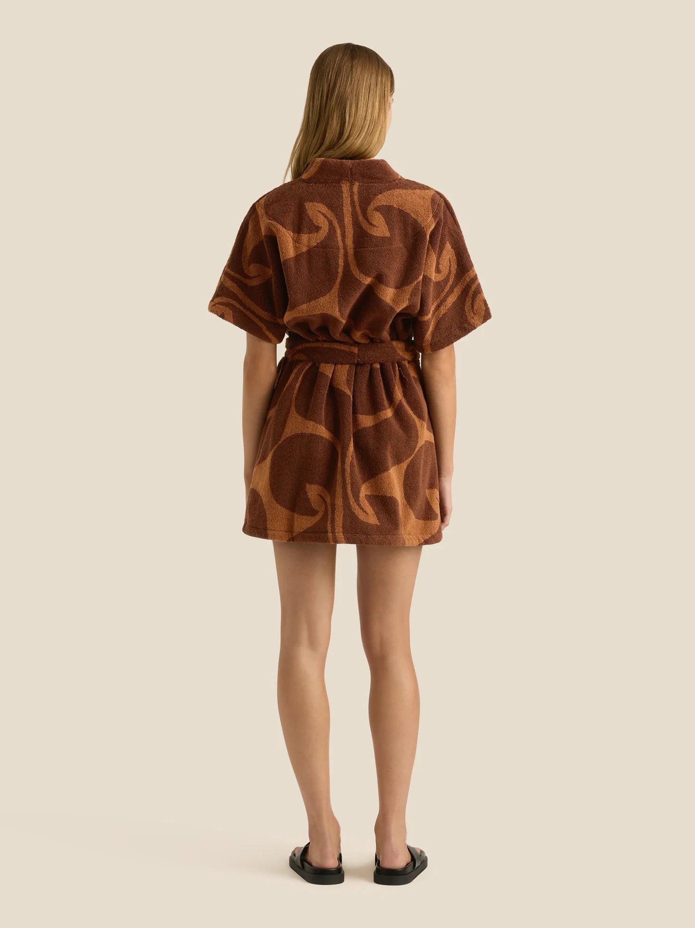 Towelling Mini Robe Wave Umber