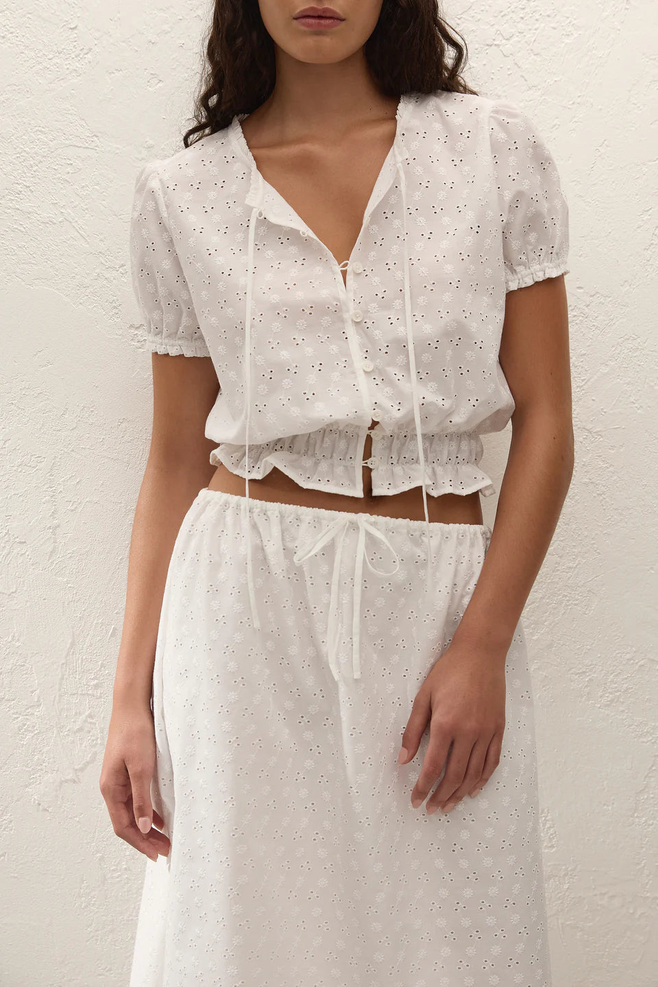 Santana Top Lucy Broderie White
