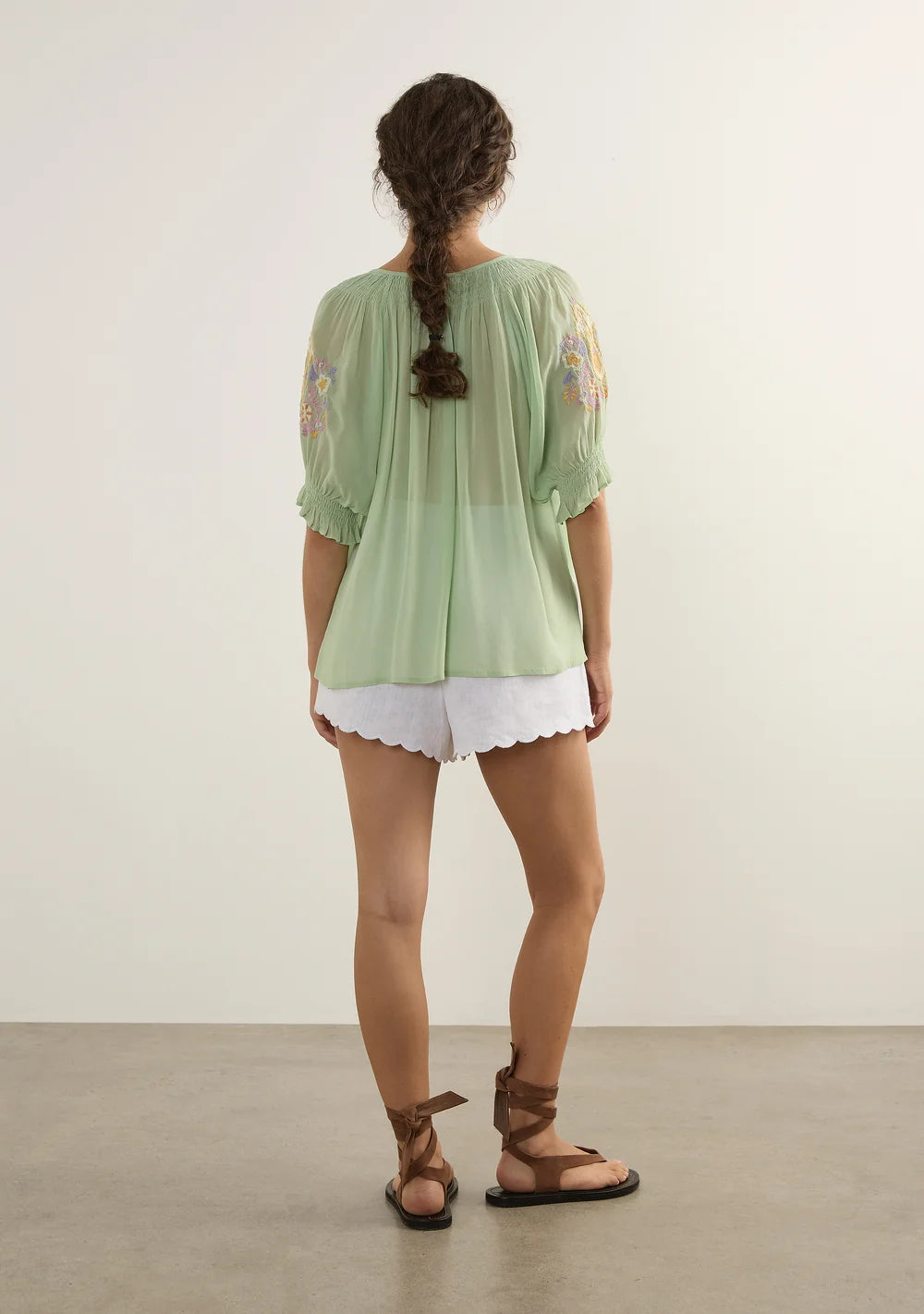 Auguste Indra Embroidered Blouse Green