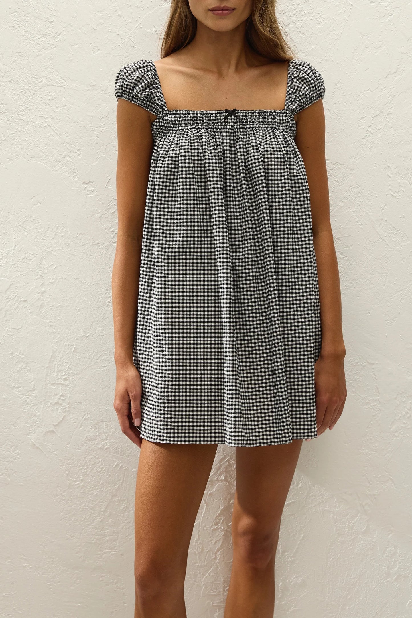 Faithfull Belinha Mini Dress Cantinho Gingham Black