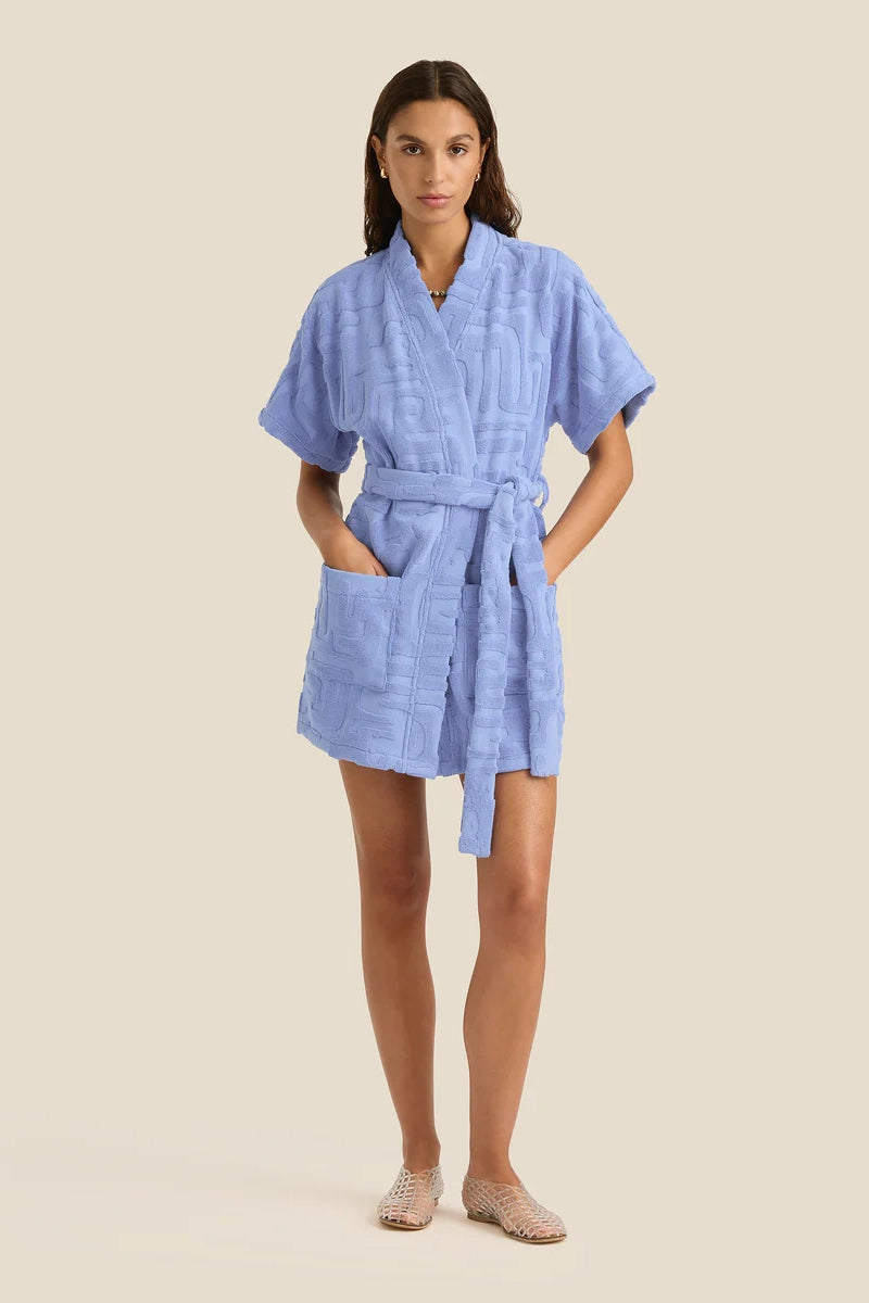 Towelling Mini Robe Kin Cornflower